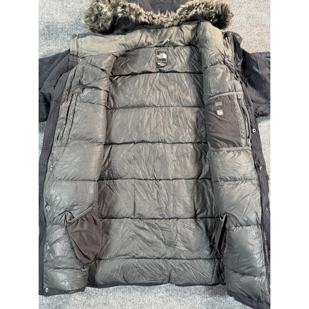 The North Face Down Hyvent Jacket Mens XL Black Hooded Parka Fur Trim Insulated - Picture 11 of 16